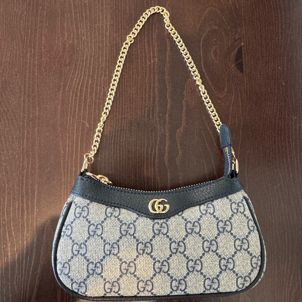 GG navy monogram mini purse